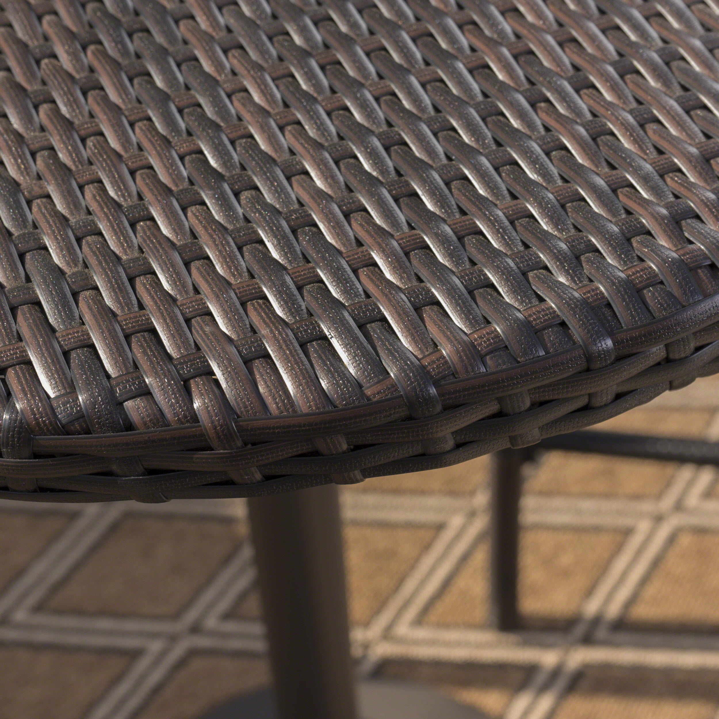Holt Outdoor 3 Piece Round 26 Inch Wicker Bar Set, Multibrown