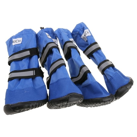 WINDLAND Waterproof Dog Boots with Peflective Strap Anti-Slip Dog Shoes Elastic Spring Closure for Small Medium Large Dog 3 Szies