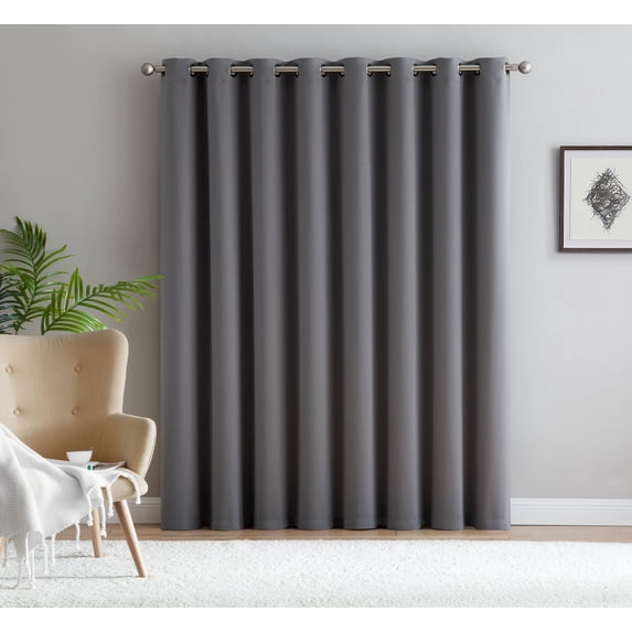 Nicole Premium Solid Thermal Insulated Draperies - Blackout Window Grommet Curtain Panel with Tiebacks (Single Panel 54" W x 96" L, Light Grey)