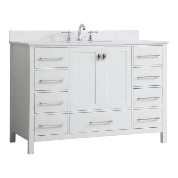48 inch Single Bathroom Vanity in White with Backsplash