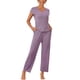 thumbnail image 1 of Conjunto de pijama casual de modal de manga corta para mujer INSPIRE CHIC de 2 piezas, pantalones largos, sudadera XL morado, 1 of 6