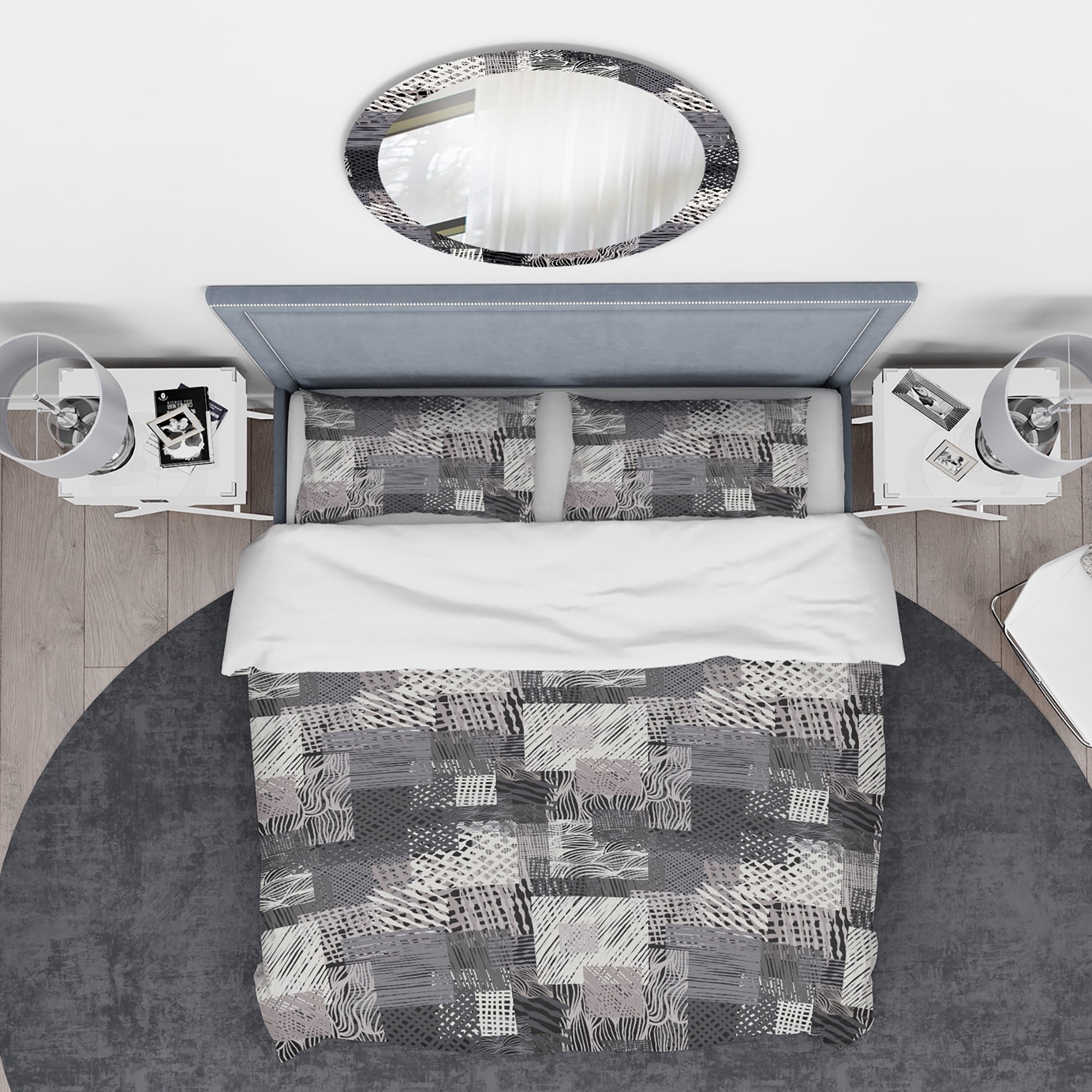 Designart 'Handdrawn vintage lines in shades of gray' Vintage Duvet Cover Set