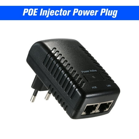 Power Enterprise Injector POE Injector Ethernet Power Supply Adapter DC48V 0.5A 15.4W, POE pin4/5(+), 7/8(-) Compatible W/T IEEE802.3af for IP Camera IP Phone Wireless AP 100m Transmission Distance ()