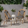thumbnail image 5 of GDF Studio Kazaria Outdoor French Wicker Bistro Chairs, Set of 2, Black, White, and Bamboo Finish, 5 of 7