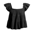 thumbnail image 5 of UAMVSH Women's Peplum Crop Top Ruffle Cap Sleeve Babydoll Blouses Casual Backless Square Neck T Shirt Going Out Outfits, 5 of 6