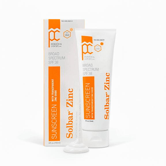 Solbar Zinc Oxide Face Sunscreen SPF 38 for Sensitive Skin, Unscented, 4 oz Tube