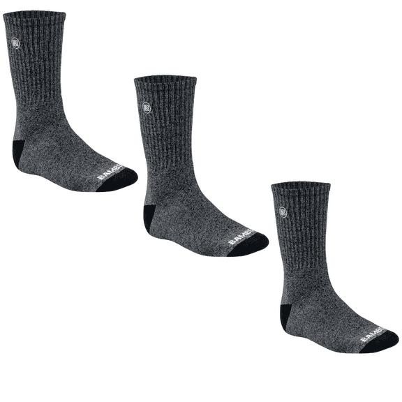 Bamboo Sports Premium Bamboo Crew Men’s Work Socks Moisture Wicking, Odor Eliminating Mens Size 6-8 Heather Gray 3 Pack
