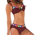 thumbnail image 1 of Maillots de Bain pour Femmes Dégradé Rayé Bretelles Spaghetti Séparé Bikini Rouge Maillots de Bain pour Femmes S, 1 of 5