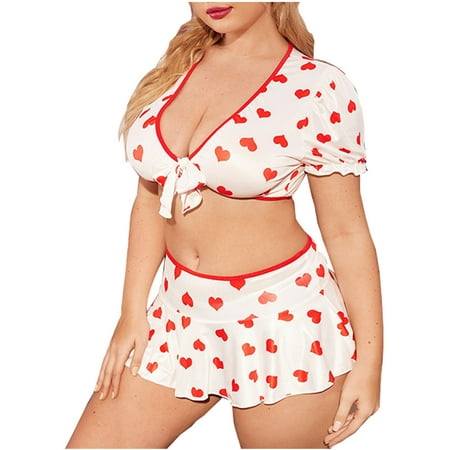 

Lanhui Women Love Heart Print Net Yarn Set Lingerie Underwear Suit