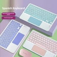 thumbnail image 2 of Spanish/English Bluetooth Keyboard 10 inch for iPad Air Pro Wireless Rechargeable Keyboard for Phone Tablet Laptop Universal, 2 of 5