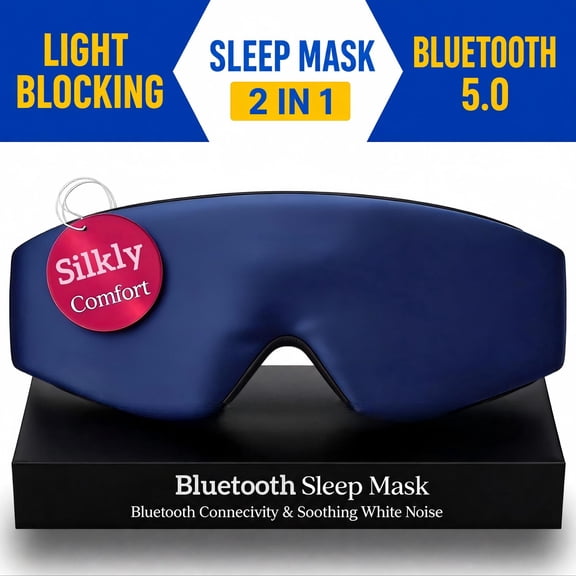 FACEMOON Bamboo Cotton Bluetooth 5.4 Sleep Mask Headphones for Travel Napping Side Sleeping Comfort