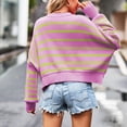thumbnail image 5 of Timegard Women's Sweaters Striped Drop Shoulder Long Sleeve Cropped Pullover Fall Casual Comfy Knit Top, 5 of 5