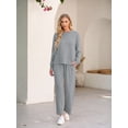 thumbnail image 6 of Cueply Lounge Sets for Women 2 Piece Outfits Sweatsuits Set Long Sleeve Wide Leg Pants with Pockets, 6 of 9