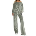 thumbnail image 4 of Cadancy Women Lounge Set Long Sleeve Velvet Soft Off Shoulder Tops Wide Leg High Waisted Pants Comfy Winter Loungewear 2 Piece Outfits Trendy Sweatsuits 2025, 4 of 9