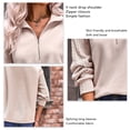 thumbnail image 4 of Blusa con cremallera para mujer Cuello en V Empalme simple Manga larga Hombro caído Sudadera con cremallera para mujer Albaricoque S, 4 of 5