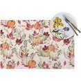 thumbnail image 5 of Fall Placemats Set of 4, Pumpkin Maple Leaf Flower Decorative Table Mat 12 x 18 Inch Heat Resistant Non Slip Line Fabric Autumn Thanksgiving Place mat for Dining Table, 5 of 6