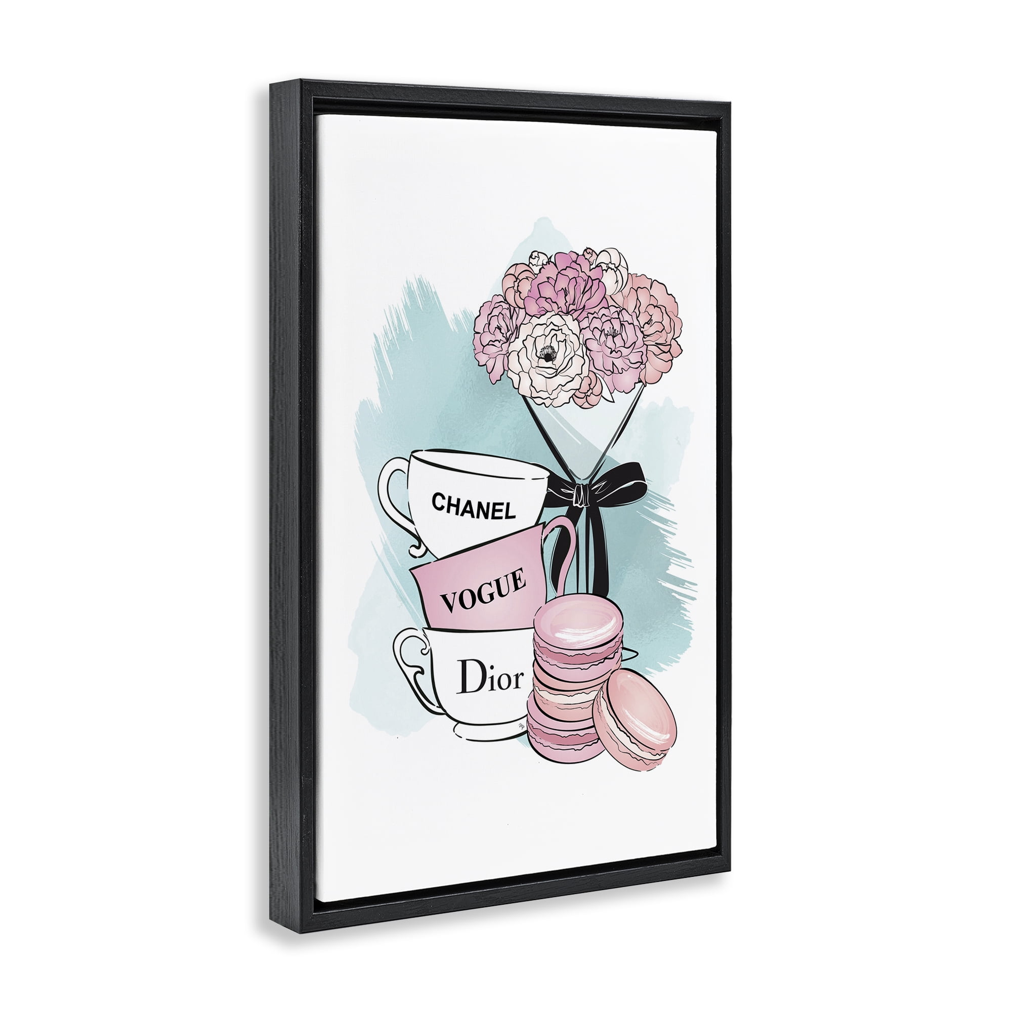 Stupell Industries Fashion Tea Party Food & Beverage Painting Black Floater Framed Art Print Wall Art, 17 x 25