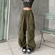 thumbnail image 4 of Pantalones Cargo holgados de pierna ancha para mujer, Joggers casuales, pantalones de chándal de cintura baja sólidos, pantalones con cordón, ropa de calle Y2k, pantalones de chándal sueltos, 4 of 5