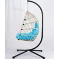 thumbnail image 4 of Modern Outdoor Wicker Egg Hanging Chair with Stand in Plush Cushion 350 lbs Capacity for Patio Relaxation, 4 of 9