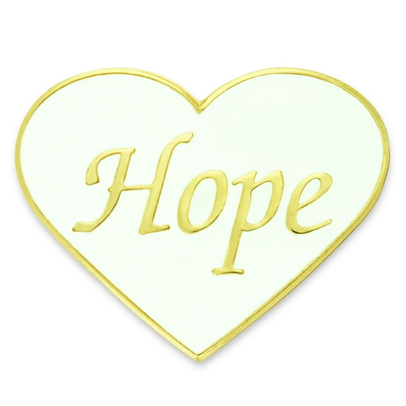 PinMart's Hope White and Gold Heart Enamel Lapel Pin