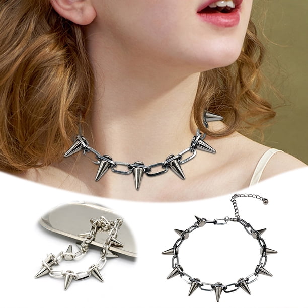 Gargantillas para mujer y niña Collares gargantilla para hombre Gargantilla punk de cadena Streetwear Hechas a mano Ajustables Joyería vintage