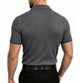 thumbnail image 4 of Mens Ribbed Polo Shirt V-Neck Short Sleeve Knit Summer Business Casual Stretchy Golf Shirts, 2XL, 4 of 4