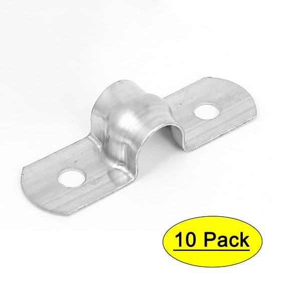 Unique Bargains 8mm Arch High Two Hole Stainless Steel Pipe Strap Clips Fastener Holder 10Pcs