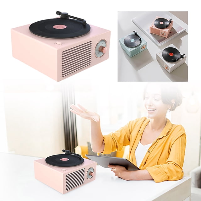 Sistema de sonido de vinilo Retro tocadiscos de vinilo Sistema de sonido doméstico inalámbrico Mini USB Sistema de inserción de tarjetas para exteriores