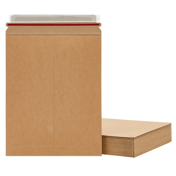 Juvale Cardboard Comic Book Mailers - Peel & Seal Closure - Stay-Flat & Stiff Mailers - Envelopes for Art Prints, Photos & Documents - 9 x 11.5 in, Kraft Brown, 25-Pack, 450 GSM