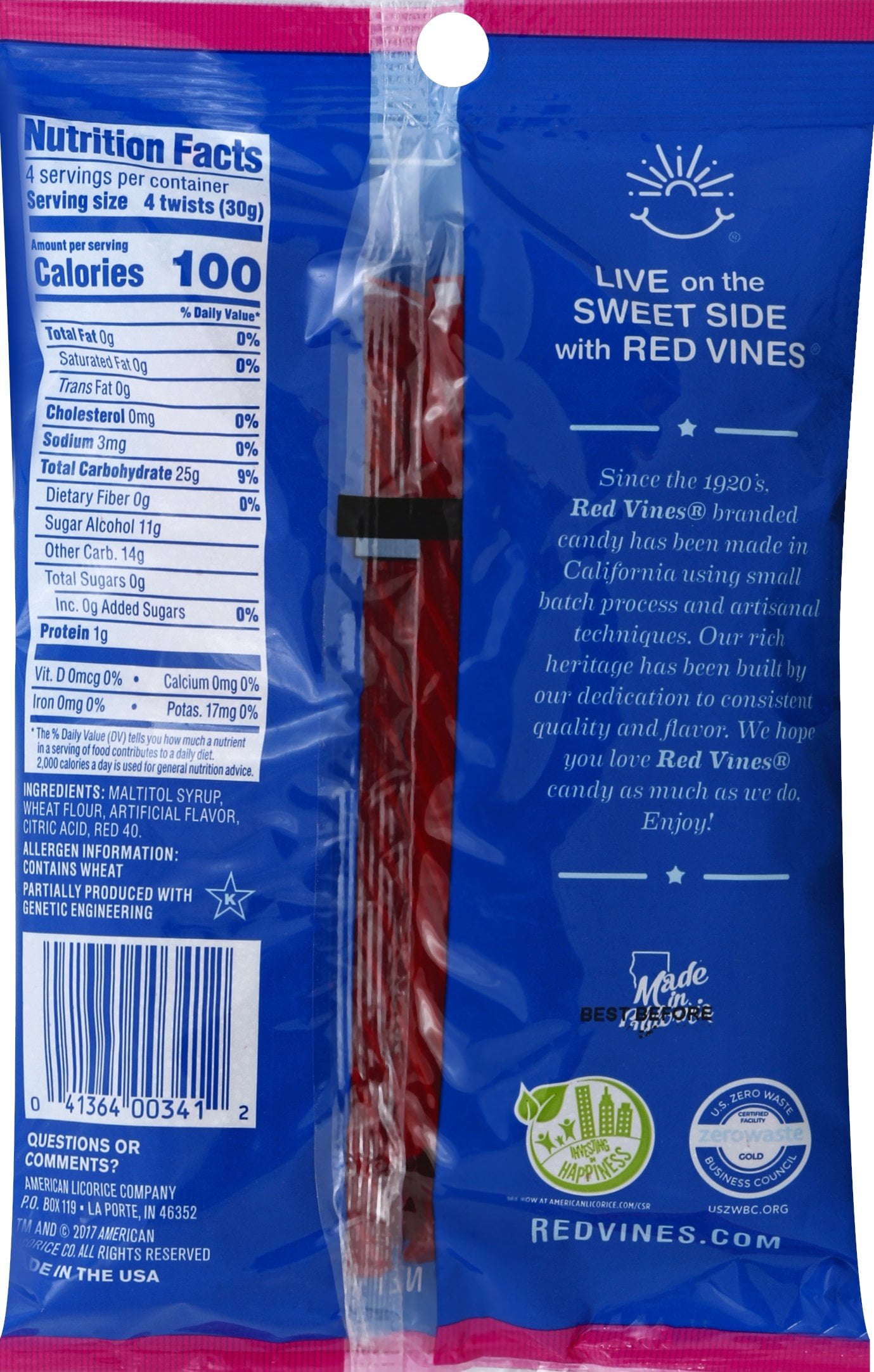 Red Vines Sugar Free Strawberry Twists, 5oz Bag (12 Pack)