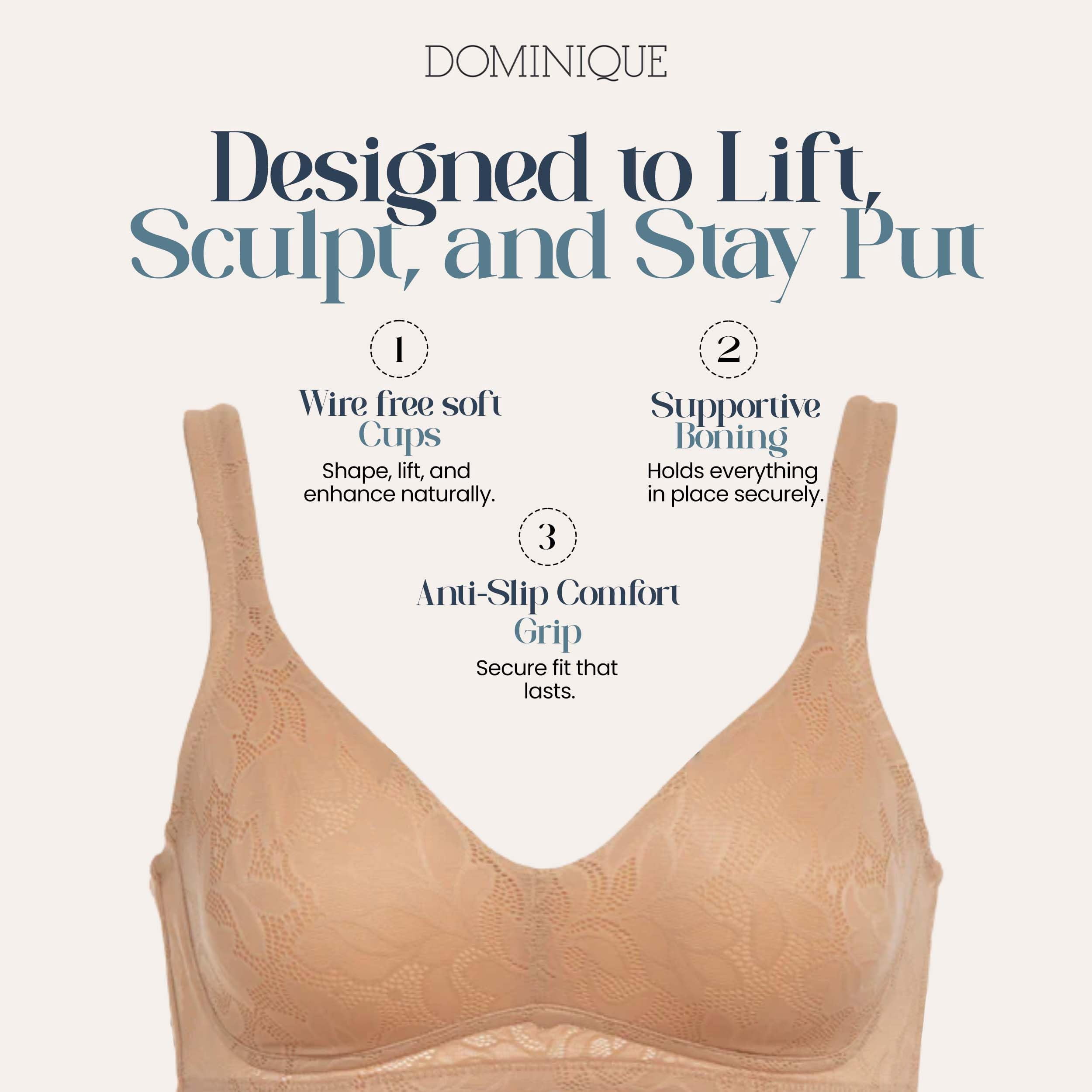 Dominique Women’s Jolie Wire-Free Jacquard Soft Cup Minimizer Bra #6018 – Seamless Full Figure Bra – Lingerie for Women