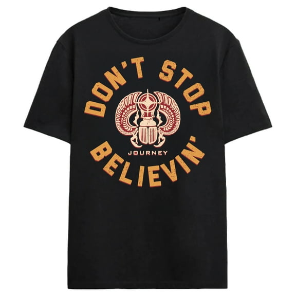 Journey Scarab Don't Stop Believin' Adult Black Crew Neck Short Sleeve T-shirt
-Medium