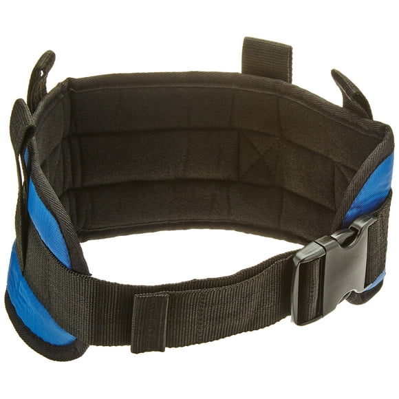 Sammons Preston Padded Gait Belt with Handles, 5.5" Wide Transfer Belt with 4 Loops & Quick Release Buckle, Limited Mobility Aid Belt for Patient Transfer & Care, Blue, Small Belt Fits 24"-30" Waist