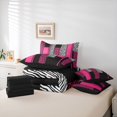 thumbnail image 6 of Homewish Geometric Striped 7-Piece Twin Bedding Sets,Leopard Print Zebra Lines Bedding Comforter Set,Pink White Black Sheet Sets For Girls Kids,Luxury Bedroom Decor Reversible, 6 of 8