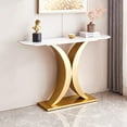 thumbnail image 6 of Youdao Gold Entryway Table, Modern 47-Inch Console Table Accent Table with Geometric Metal Legs, Marbling Narrow Sofa Table Foyer Table for Entrance, Narrow Sofa Accent Table for Living Room, 6 of 9