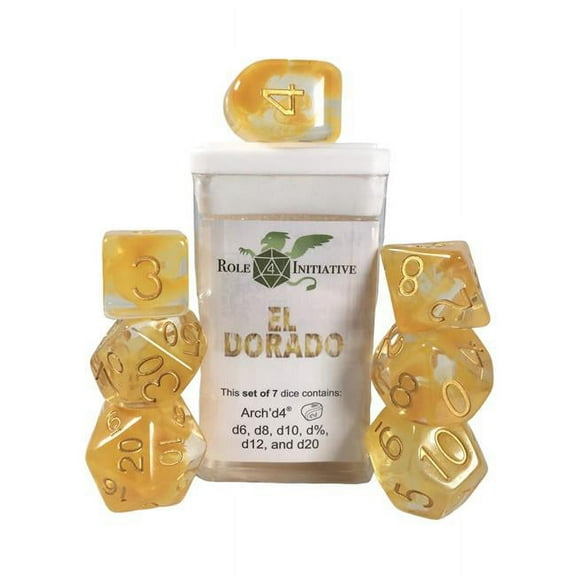 Role 4 Initiative Polyhedral Dice - El Dorado, Arch'd4 (7) New