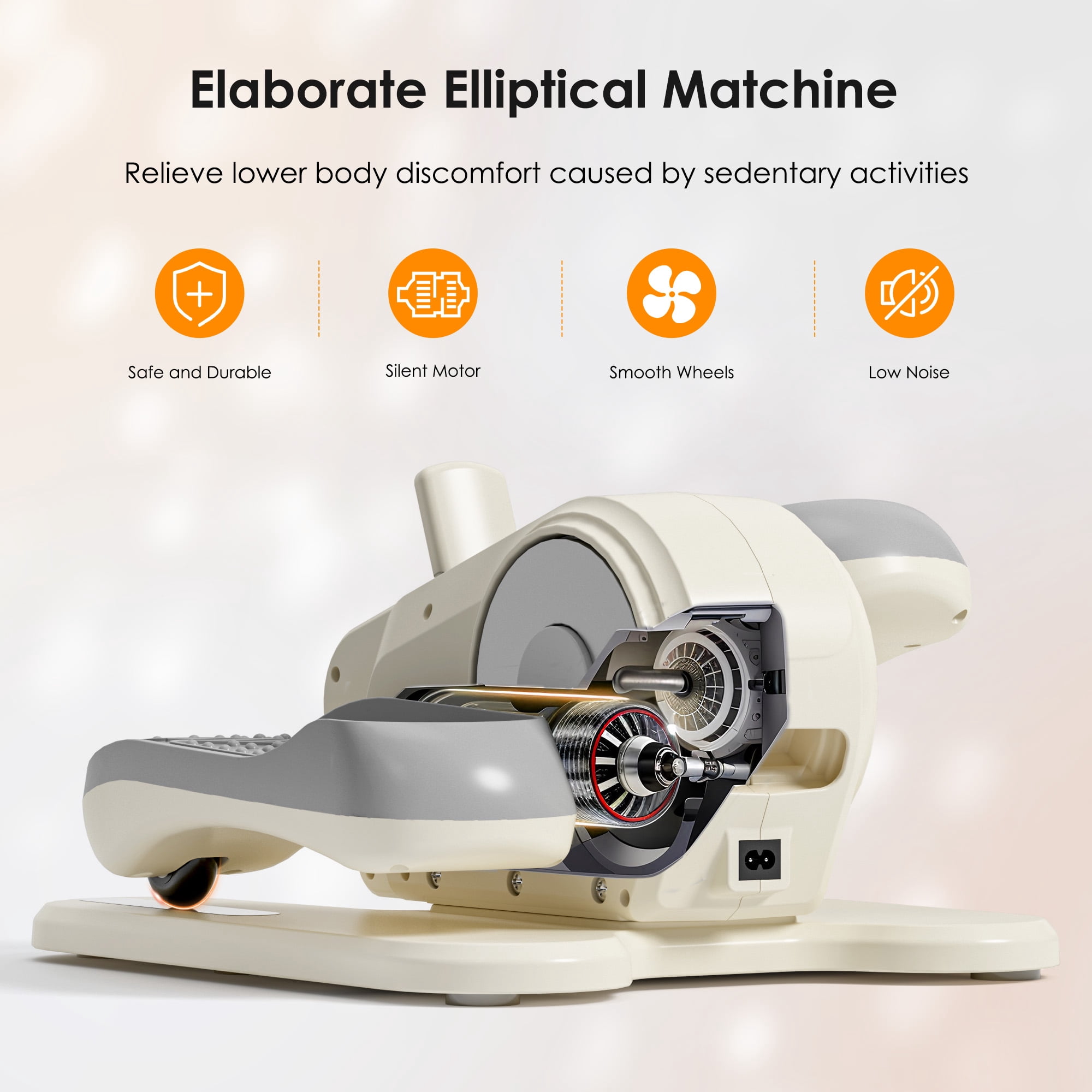 Soges Under Desk Elliptical Machine, Seated Pedal Exerciser for Senior,12 Adjustable Speeds Portable bidirectional Ellipse Exerciser,Ellipse Leg Exerciser with Remote Control and Manual Mode, White