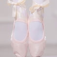 thumbnail image 2 of Gpaecead Girls Ballet Shoes Solid Color Satin Soft Sole Practice Flats With Ribbons For Dance Yoga Gymnastics, Beige, 2 of 5