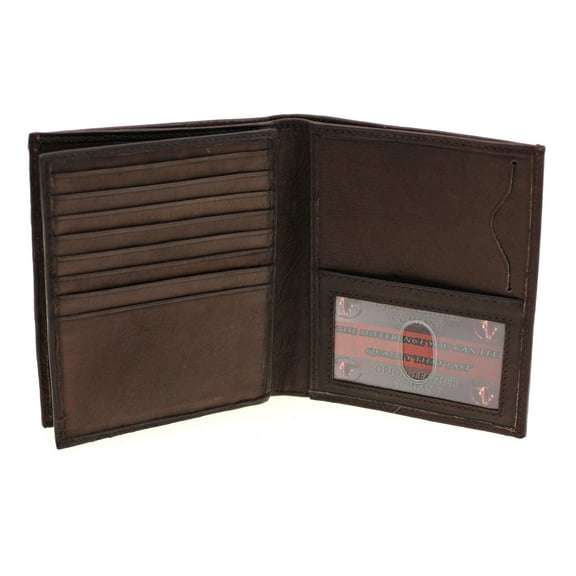 Mens Euro Hipster Wallet Genuine Leather Center Flap Picture Window Cowhide New