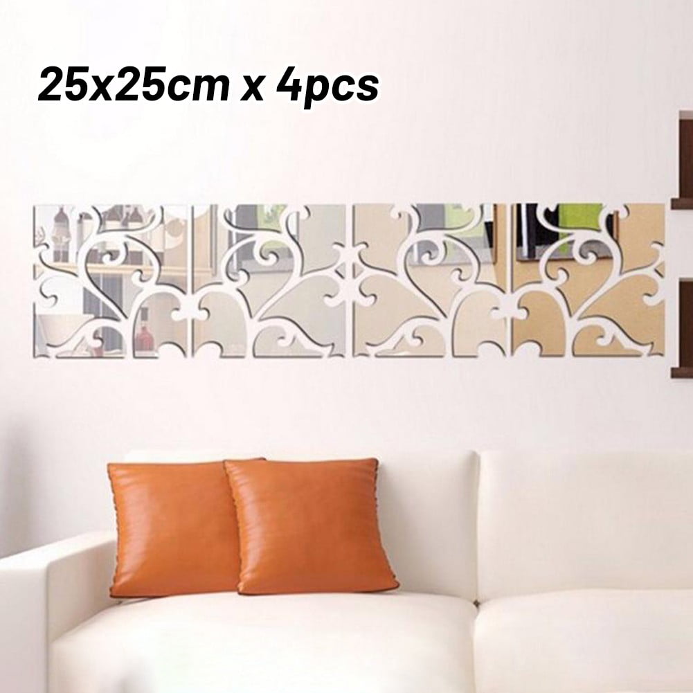 Details about   3D Mirror Tiles Wall Sticker Self Adhesive Bedroom Bathroom DIY Decal Home Decor