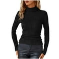 thumbnail image 2 of Womens Rib-knit Turtleneck Tops Slim Fitted Base Sweaters Long Sleeve High Neck Casual Fall Winter Plain Pullover (XL, Black), 2 of 6