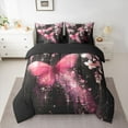 thumbnail image 2 of Castle Fairy Pink Floral Butterfly Twin Bedding Sets 7-Piece for Kids Children Teens,Dreamy Princess Bedding Comforter Set Microfiber,Abstract Gradient Breathable Sheet Sets,Luxury Bedroom Decor, 2 of 8