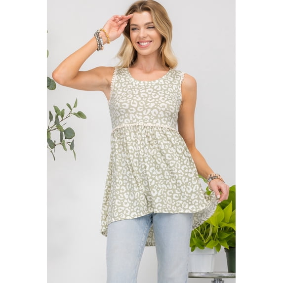 Celeste's Women's Animal Print Babydoll Tunic Top available in Missy and Plus Size Made in the USA