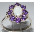 thumbnail image 2 of LBG British Made 14k White Gold Natural Opal & Amethyst Womens Statement Ring - 33 size options - Size 5, 2 of 5