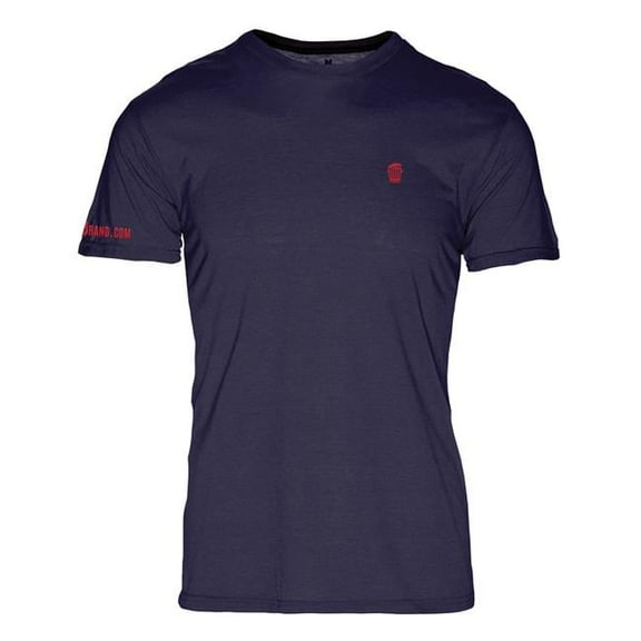 RecyclenBrand RM101NR-L Triblend Crew T-Shirt for Mens, Navy with Red Logo - Large