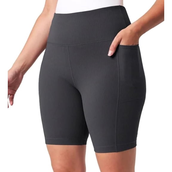 Mondetta Women's Active Moisture Wicking Ribbed Bike Short, Black, Small