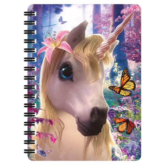 3D LiveLife Jotter - Cute Uni from Deluxebase. Spiral Bound A6 5.5x4in Small Animal Notebook, 80 Plain Recycled Pages, Unicorn Cover.