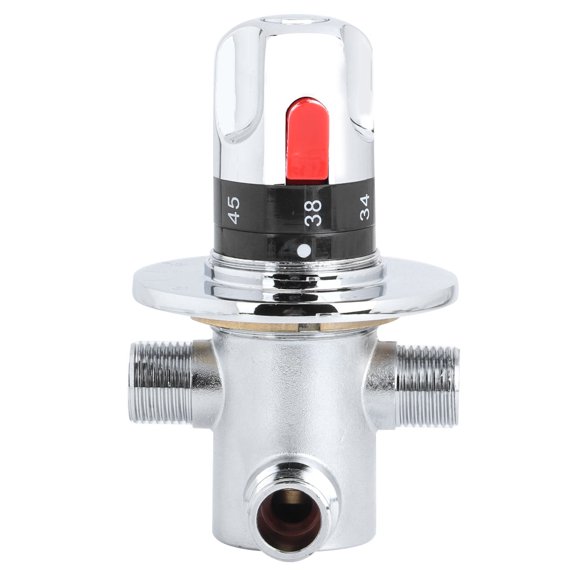 Mitigeur thermostatique, 1 Pce Vanne de contrôle de la température de l'eau en laiton thermostatique Eau chaude et froide Vanne de contrôle de la température de mélange pour chauffe-eau domestique Argent