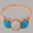 thumbnail image 4 of LBG British Made Classic 18k Rose Gold Natural Opal & Turquoise Womens Anniversary Ring - 33 size options - Size 5.25, 4 of 7