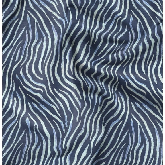 Soimoi Pure Silk Blue Fabric By the Yard - 42 Inch Wide -Animal Skin Fabric - Fierce and Exotic Textile for Fashion and Home Printed Fabric